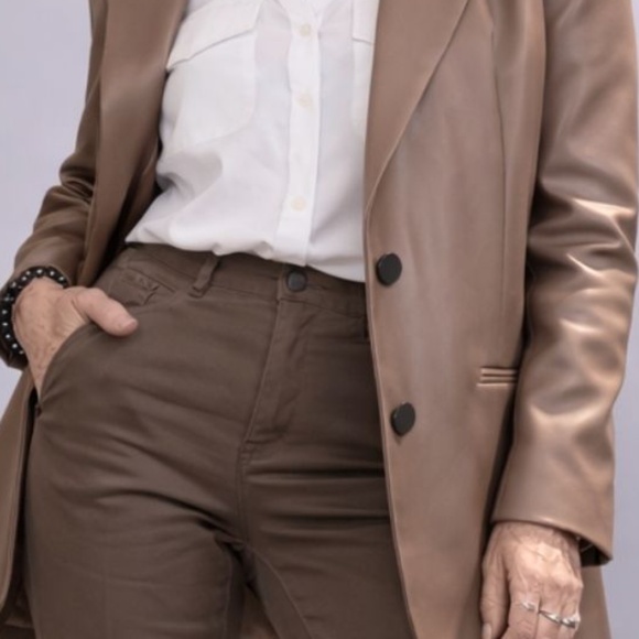 ZARA Leatherette Blazer | Small | New Condition | Luxe Taupe Jacket| Oversized - Picture 4 of 15